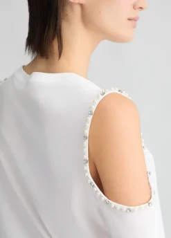 Liu Jo T-shirt avec perles et strass|Femme T-Shirts Et Tops