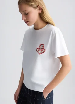 Liu Jo T-shirt en coton avec broderie et strass|Femme T-Shirts Et Tops