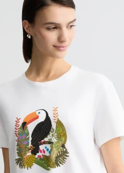 Liu Jo T-shirt en coton avec imprimé et strass|Femme T-Shirts Et Tops