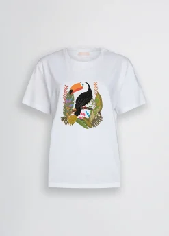 Liu Jo T-shirt en coton avec imprimé et strass|Femme T-Shirts Et Tops