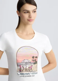 Liu Jo T-shirt en coton avec imprimé|Femme T-Shirts Et Tops