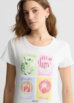 Liu Jo T-shirt en coton avec imprimé|Femme T-Shirts Et Tops