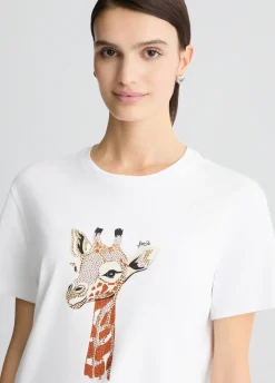 Liu Jo T-shirt en coton avec imprimé et strass|Femme T-Shirts Et Tops