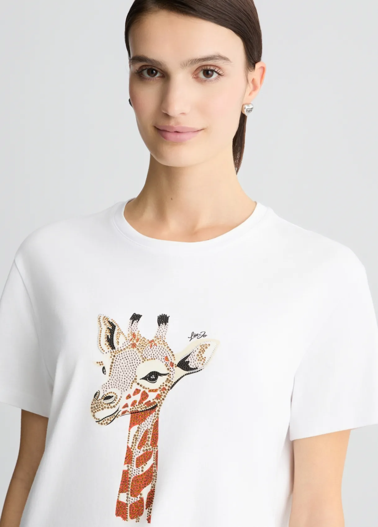 Liu Jo T-shirt en coton avec imprimé et strass|Femme T-Shirts Et Tops