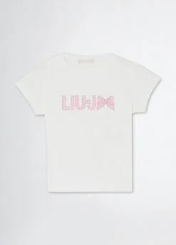 Liu Jo T-shirt en coton avec logo et strass|Enfant T-Shirts