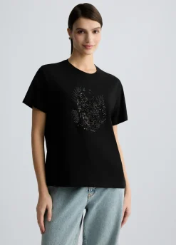 Liu Jo T-shirt en coton avec paillettes et strass|Femme T-Shirts Et Tops