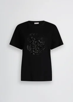 Liu Jo T-shirt en coton avec paillettes et strass|Femme T-Shirts Et Tops