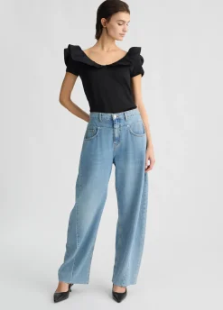 Liu Jo T-shirt en coton avec ruches|Femme T-Shirts Et Tops