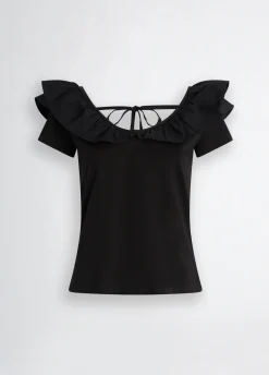 Liu Jo T-shirt en coton avec ruches|Femme T-Shirts Et Tops