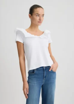 Liu Jo T-shirt en coton avec ruches|Femme T-Shirts Et Tops