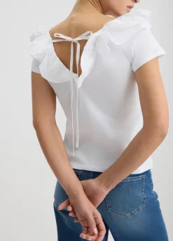 Liu Jo T-shirt en coton avec ruches|Femme T-Shirts Et Tops