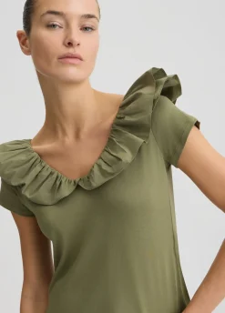 Liu Jo T-shirt en coton avec ruches|Femme T-Shirts Et Tops
