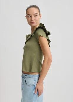 Liu Jo T-shirt en coton avec ruches|Femme T-Shirts Et Tops