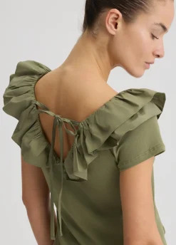 Liu Jo T-shirt en coton avec ruches|Femme T-Shirts Et Tops