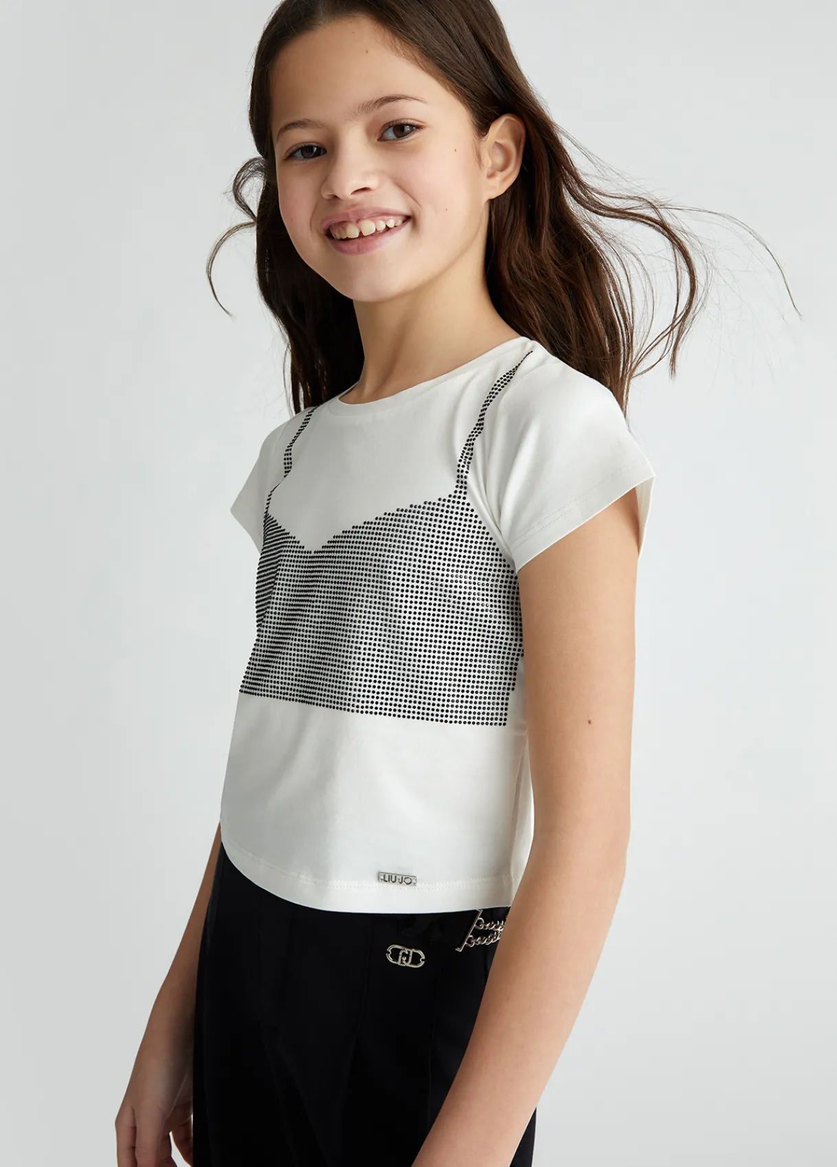 Liu Jo T-shirt en coton avec strass|Enfant T-Shirt