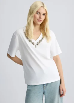 Liu Jo T-shirt en coton avec strass|Femme T-Shirts Et Tops
