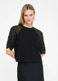 Liu Jo T-shirt en coton et organza|Femme T-Shirts Et Tops