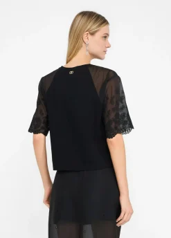 Liu Jo T-shirt en coton et organza|Femme T-Shirts Et Tops