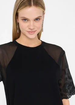 Liu Jo T-shirt en coton et organza|Femme T-Shirts Et Tops