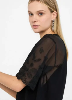 Liu Jo T-shirt en coton et organza|Femme T-Shirts Et Tops