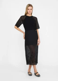 Liu Jo T-shirt en coton et organza|Femme T-Shirts Et Tops