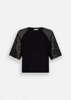 Liu Jo T-shirt en coton et organza|Femme T-Shirts Et Tops