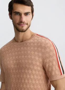 Liu Jo T-shirt en jacquard couleur pêche|Homme Pulls Et Sweaters