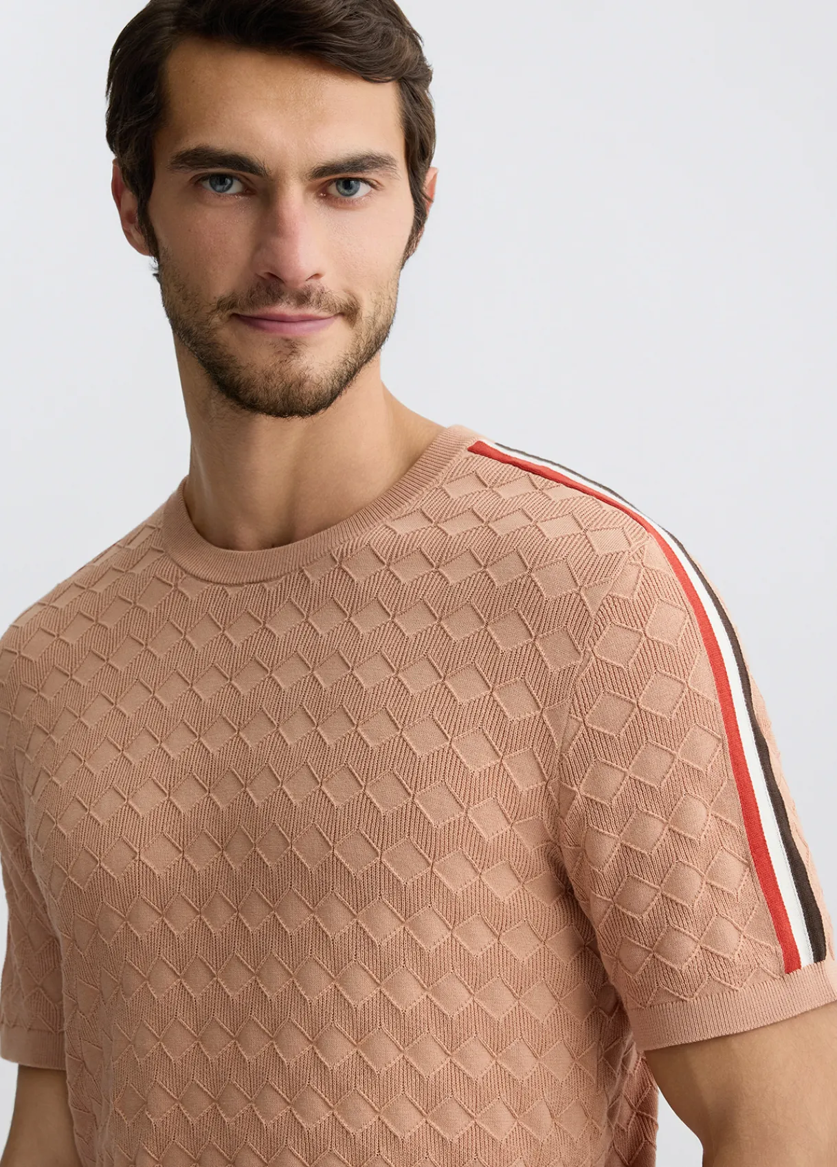 Liu Jo T-shirt en jacquard couleur pêche|Homme Pulls Et Sweaters