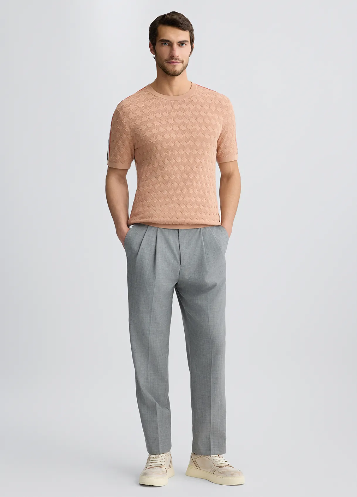 Liu Jo T-shirt en jacquard couleur pêche|Homme Pulls Et Sweaters