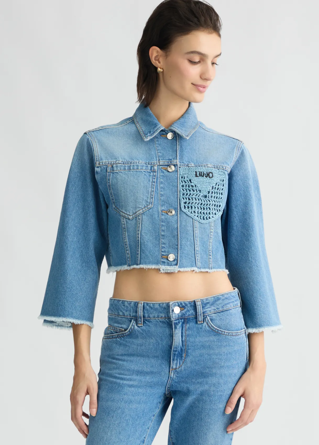 Liu Jo Veste cropped avec col en jean|Femme Manteaux