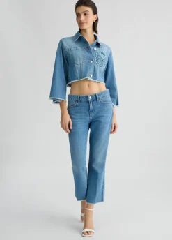 Liu Jo Veste cropped avec col en jean|Femme Manteaux