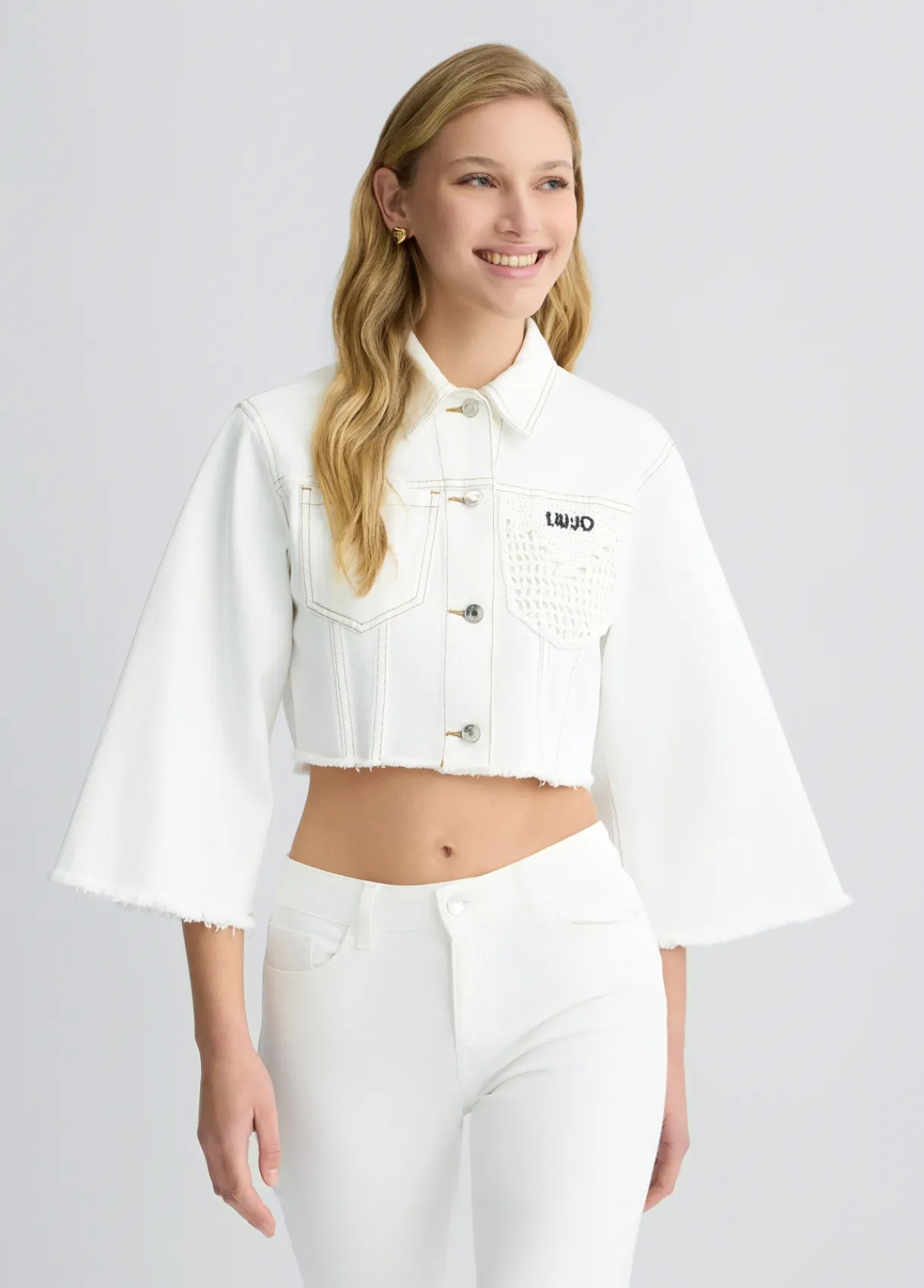 Liu Jo Veste cropped avec col en jean|Femme Manteaux