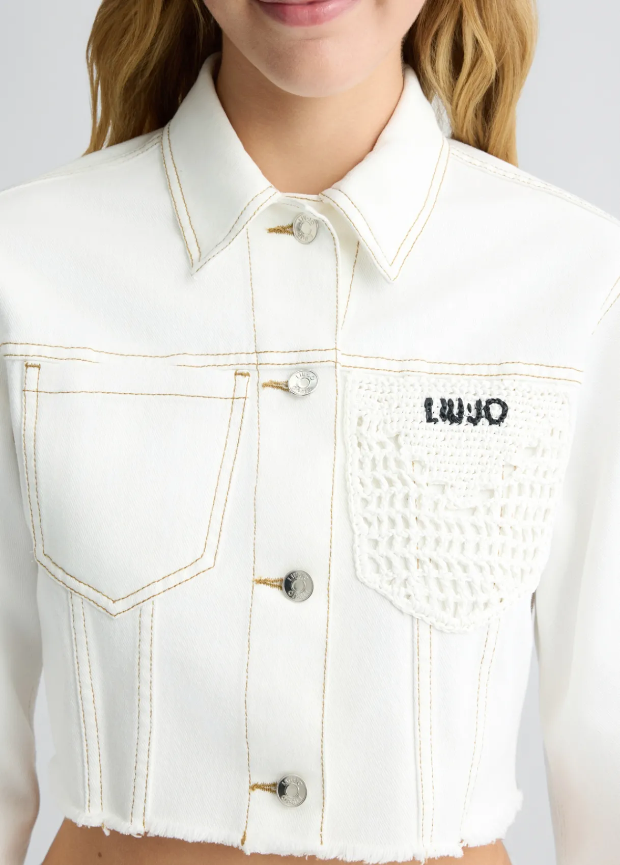 Liu Jo Veste cropped avec col en jean|Femme Manteaux