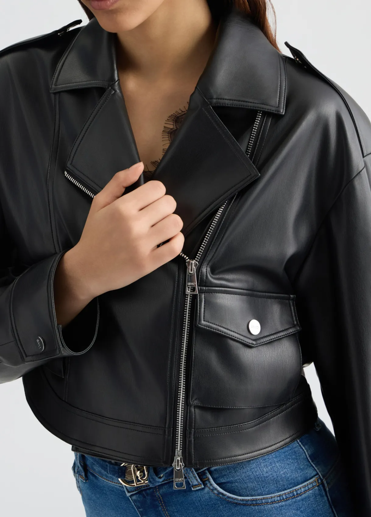 Liu Jo Veste cropped modèle motard|Femme Vestes