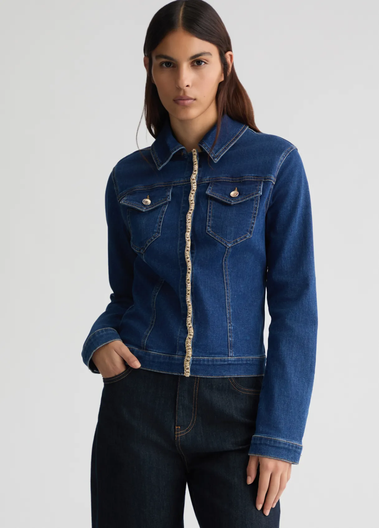 Liu Jo Veste en denim avec strass|Femme Manteaux|Vestes