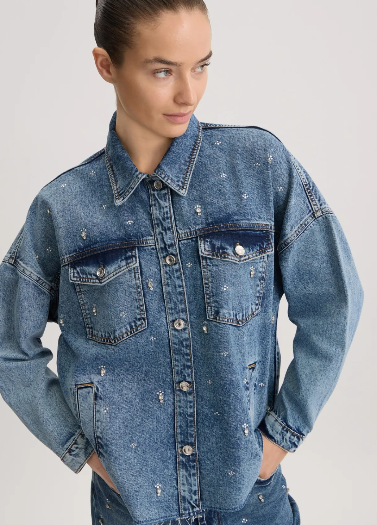 Liu Jo Veste en denim avec strass|Femme Vestes
