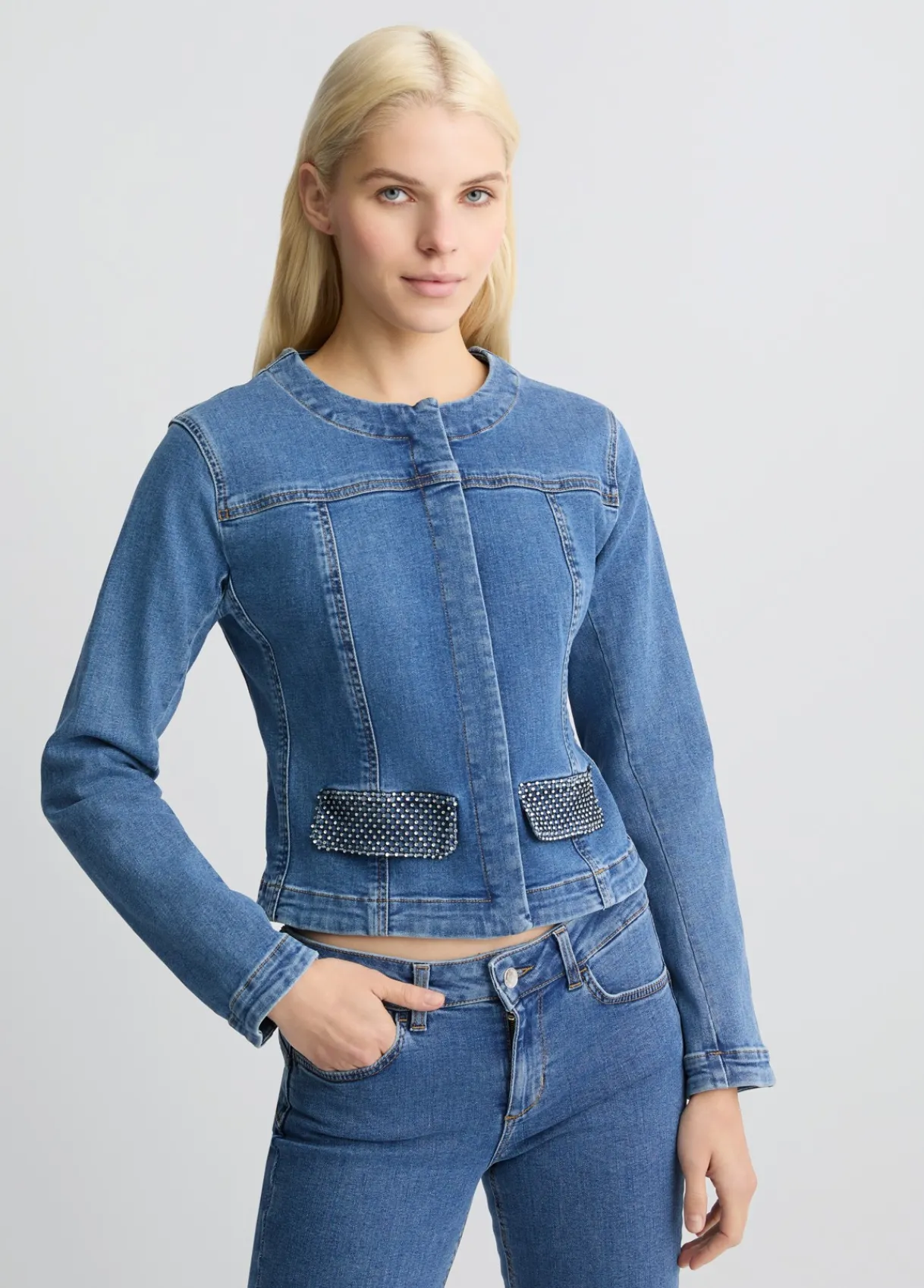 Liu Jo Veste en denim avec strass|Femme Vestes