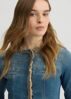 Liu Jo Veste en toile denim avec chaînes|Femme Manteaux|Vestes