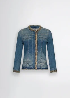 Liu Jo Veste en toile denim avec chaînes|Femme Manteaux|Vestes