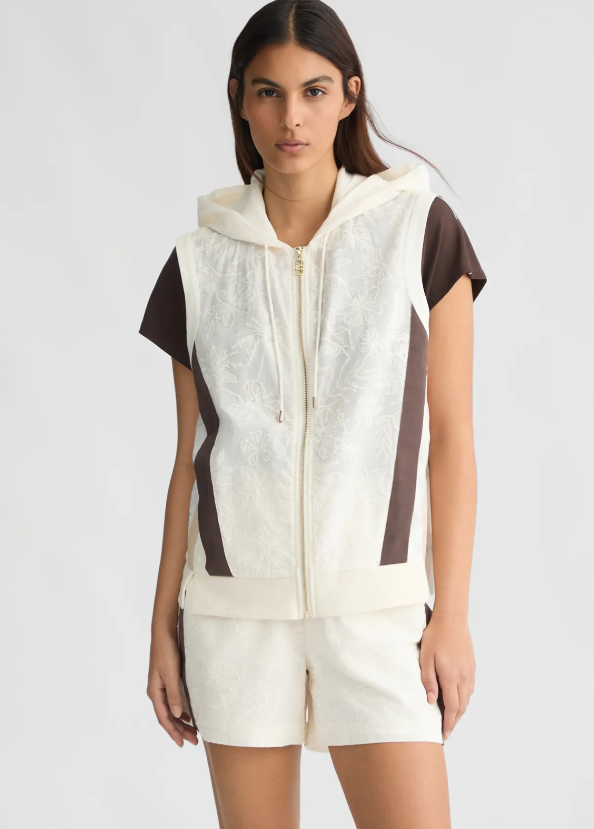 Liu Jo Veste sans manches en coton avec broderies|Femme Vêtements De Sport|Vestes