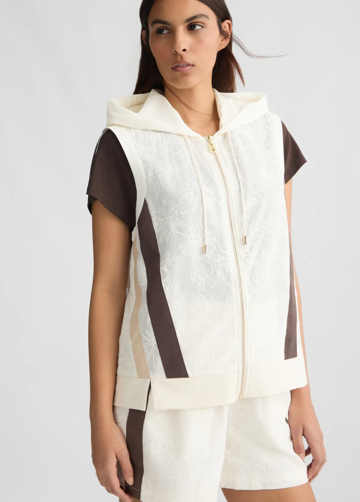 Liu Jo Veste sans manches en coton avec broderies|Femme Vêtements De Sport|Vestes