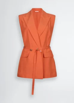Liu Jo Veste sans manches en lin mélangé|Femme Vestes|Tailleurs