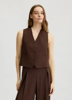 Liu Jo Veste sans manches élégante en sergé|Femme Vestes|Tailleurs