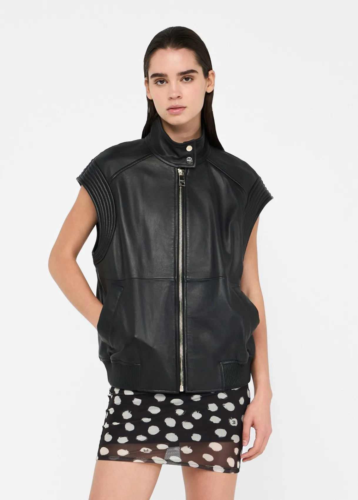 Liu Jo Veste sans manches oversize en cuir|Femme Vestes