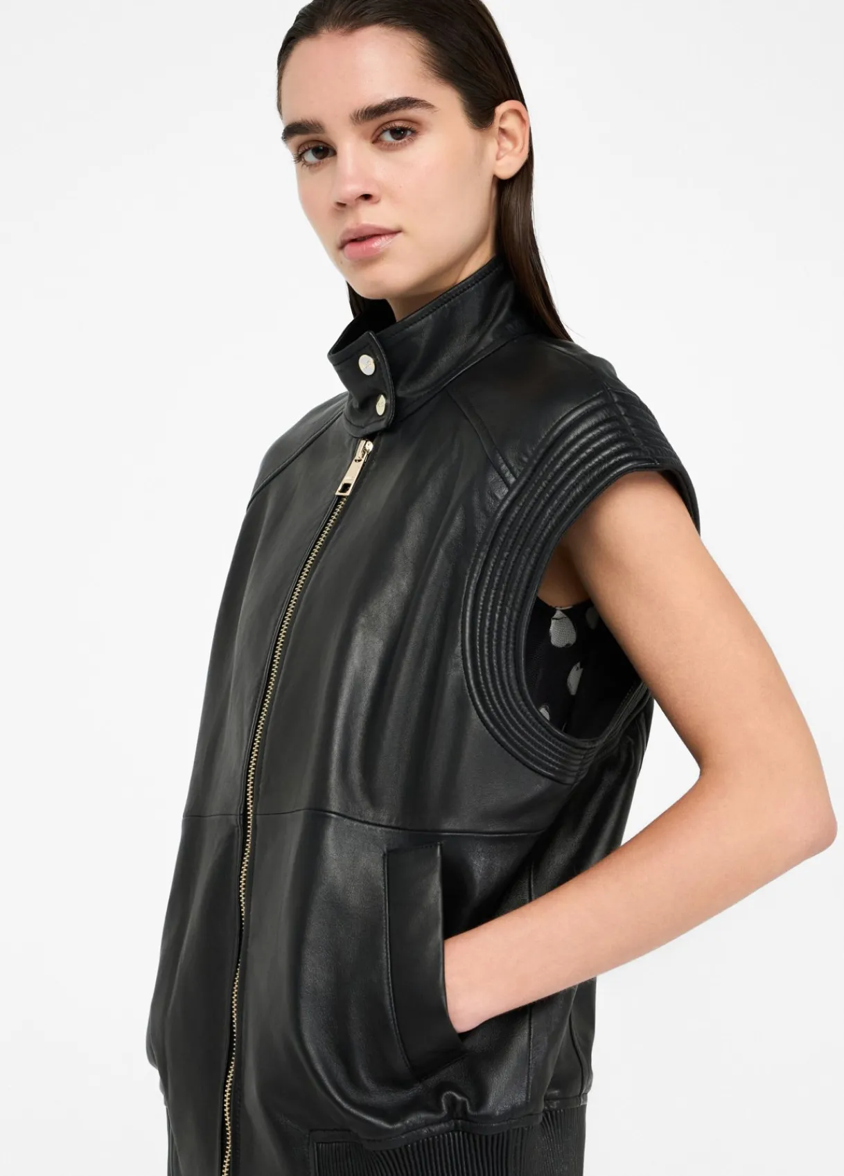 Liu Jo Veste sans manches oversize en cuir|Femme Vestes
